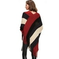 thumbnail image 5 of Femmes Splice Rayé Poncho avec Pompons Tricoté Châle Écharpe Frangée Wraps Pashminas Pull Cape Cadeaux pour les Femmes, 5 of 5