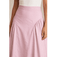 thumbnail image 3 of Moomaya Women’s 100% Cotton Midi Skirt | High Waist Panelled A-Line Flared Skirt with Side Gathers | Soft Breathable Summer Casual Wear, 3 of 6