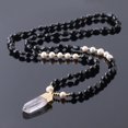 thumbnail image 1 of Pearl Necklace Knotted Rope White Crystal Drop Pendant for Women, 1 of 6