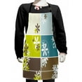 thumbnail image 1 of Floral Kids Apron, Abstract Spring Inspired Set with Blossoms and Rectangles Geometric Retro Style, Boys Girls Apron Bib with Adjustable Ties for Cooking Baking Painting, Multicolor, by Ambesonne, 1 of 2