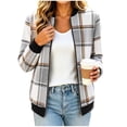 thumbnail image 7 of Mifsaly Womens Plaid Bomber Jacket Cropped Zip Up Flannel Coat Ribbed Cuffs Fall Winter Warm Going Out Street Urban Outerwear with Pockets, 7 of 7