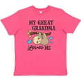 thumbnail image 3 of Inktastic My Great Grandma Loves Me with Sloth and Hearts Youth T-Shirt, 3 of 5