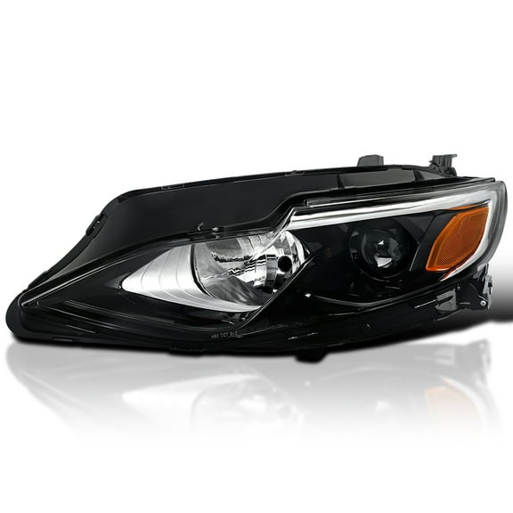 Spec-D Tuning Glossy Black Left Driver Side Replacement Projector Headlight Compatible with 2019-2024 Chevy Malibu Halogen Models