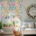 thumbnail image 3 of Easter Colored Eggs Swag Valance Curtains Blue Pink Orange Flower Leaf Spring Vintage Rod Pocket Swag Curtains Small Window Treatments for Kitchen Bathroom Bedroom 36" W x 36" L, 2 Panels, 3 of 9