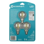 EcoSmart 60-Watt Equivalent G16.5 Dimmable Energy Star Clear Filament Vintage Style LED Light Bulb Daylight (3-Pack)