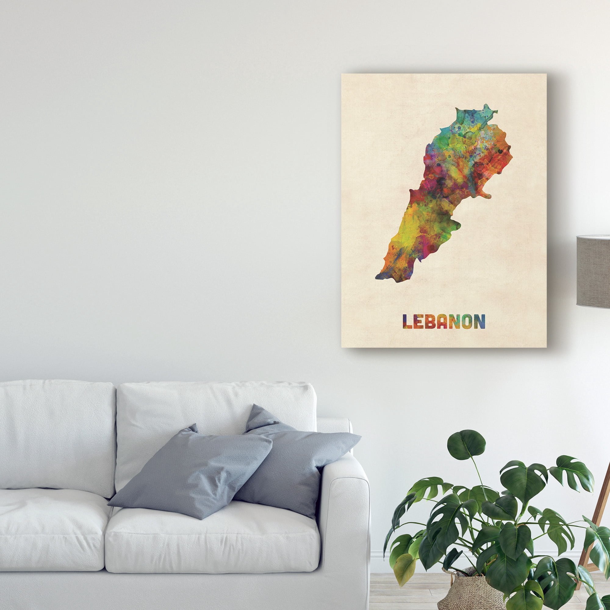 Trademark Fine Art 'Lebanon Watercolor Map' Canvas Art by Michael Tompsett