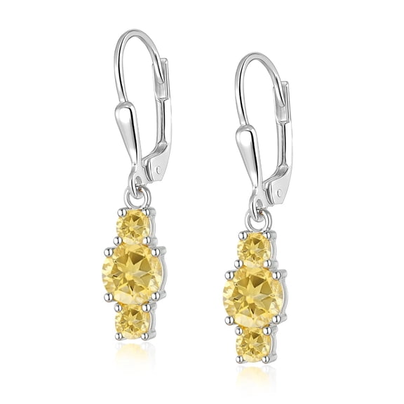 LeCalla 925 Sterling Silver Citrine Leverback Drop Earrings for Women