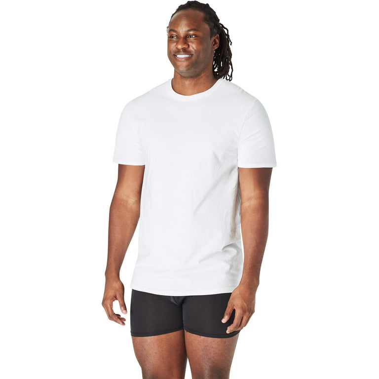 Hanes Ultimate Big Men's White T-Shirt Pack, Stretch Cotton, 3
