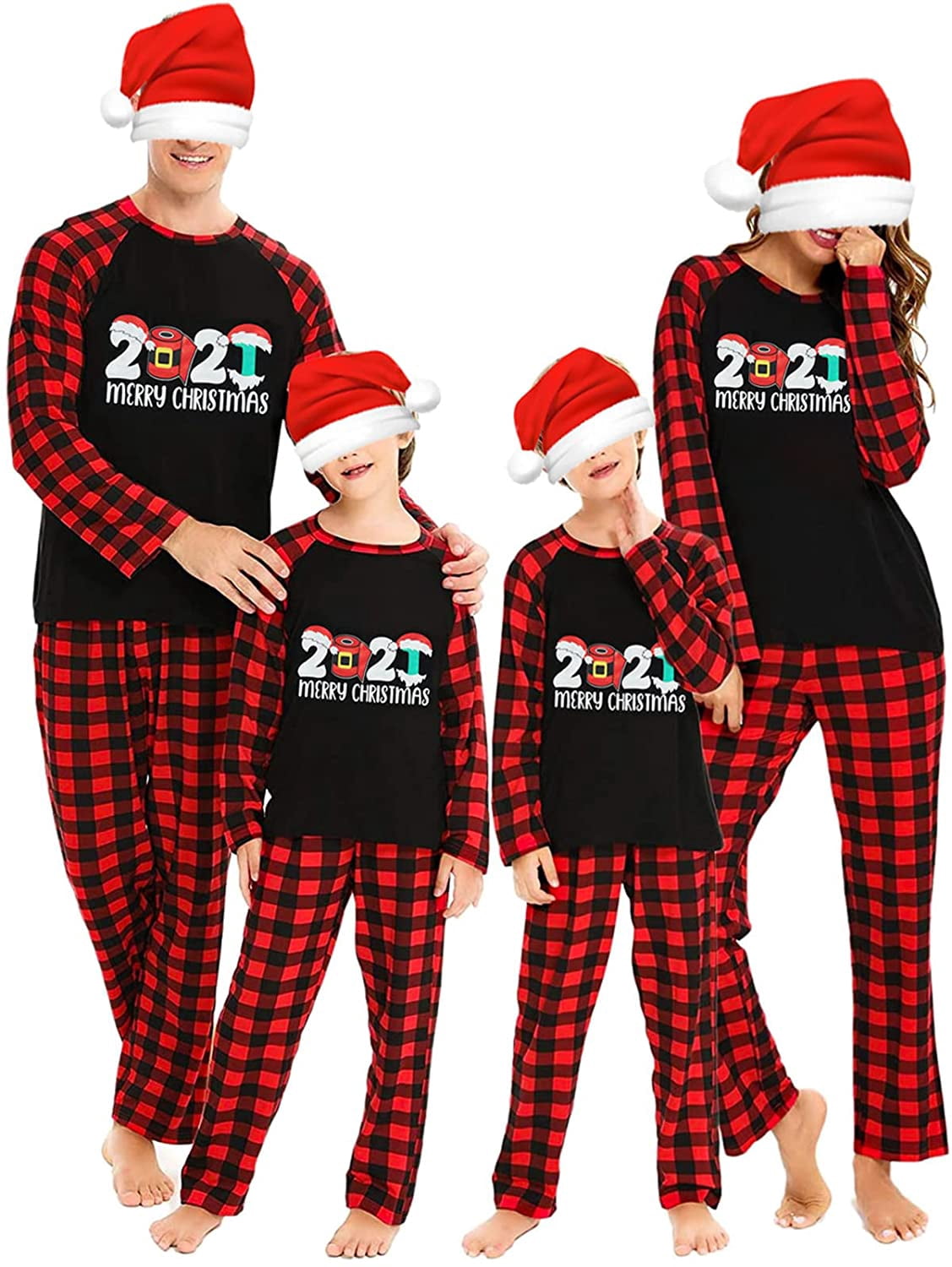 GRNSHTS Family Matching Christmas Pajamas Set Blue Xmas Pjs Set Adults ...