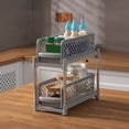 thumbnail image 3 of 2-Tier Sliding Shelf Organizer for Under Sink Storage, Plastic Pull-Out Cabinet Drawer for Kitchen or Bathroom (37.5x18.5x37cm), 3 of 6