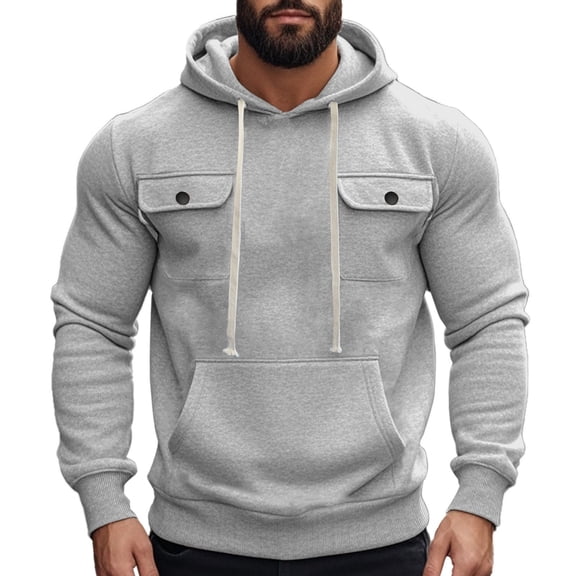 Mens Solid Basic Sweatshirt Casual Warm Pullover Sweater Blouses Athletic Stretch Tops Long Sleeve Sweatshirt Wind Resistant Windbreaker Sweater Jacket with Pockets