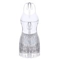 thumbnail image 5 of inlzdz Women's Latin Dance Dress Salsa Cha-Cha Rumba Ballroom Dance Costume Cocktail Fringe Dress Silver XXL, 5 of 7