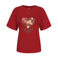 thumbnail image 1 of Gibobby Casual Playera de Manga Corta para Mujer Camiseta de manga corta con cuello redondo y estampado floral de concientización contra el cáncer para mujer(Rojo,CH), 1 of 5