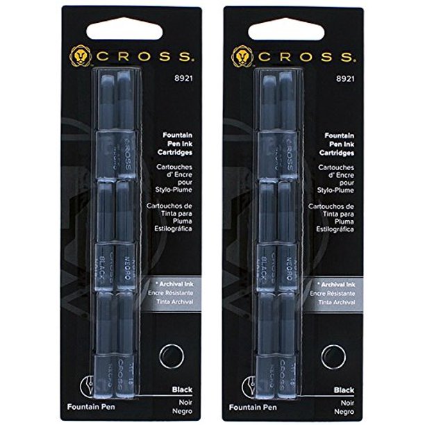 2 Packs Cross Fountain Pen Cartridge Ink Refills, Black Ink