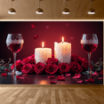 thumbnail image 4 of Romantic Candlelight Roses Backdrop Event Decor Photography Celebration Love Wedding Anniversary Dinner Background Red Wine Display Banner, 4 of 5