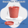 thumbnail image 6 of BUYMAX 5 inch Magenta red Ceramic Plant Pots with Drainage Holes & Saucers, 4-Pack for Herbs, Cactus, Succulents, Home Office Decor, 6 of 7
