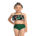 thumbnail image 1 of Mother and Daughter Bikini Leopard/Floral Crop Halter Back Tie Bra Tops High Waist Triangle Panty Set, 1 of 7