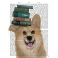 thumbnail image 2 of Fab Funky 26x32 White Modern Wood Framed Museum Art Print Titled - Corgi and Books, 2 of 4
