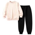thumbnail image 4 of XAOFW Toddler Girl Outfits Long Sleeve Solid Color Sweatshirt Jogger Pants Little Girls Fall Winter Cozy Clothes Sets 4-5 Years, 4 of 4