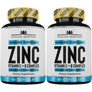 OroLine Zinc Immune Support Supplement with Vitamin C and Zinc 50mg - 2 Pack - 60 Capsules