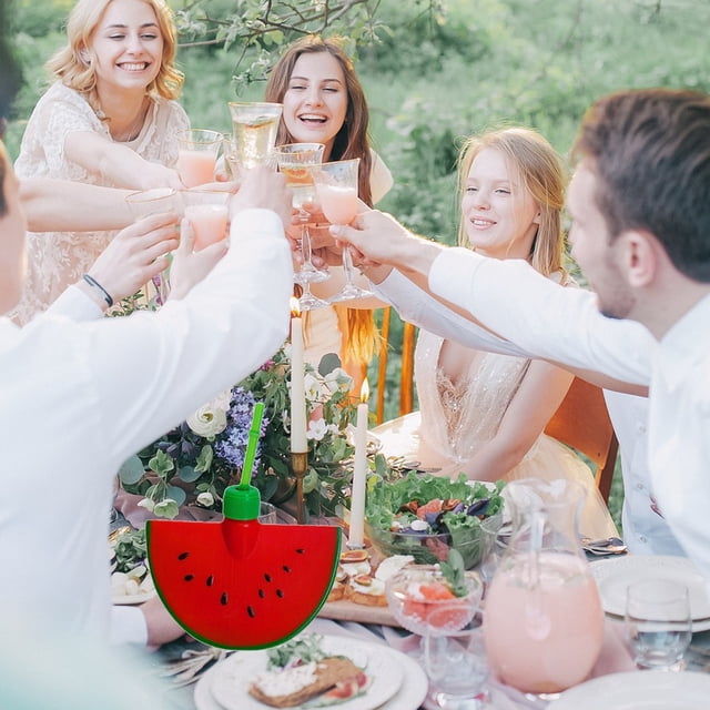 KER Watermelon Cup With Straw Fruit Cups With Lid For Party Summer Cups For Kids Bulk Watermelon Birthday Decorations Plastic Reusable Bottles With Lids And