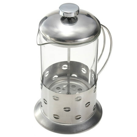 French Press with Steel Rim Coffee Bean Design - Brew Fresh Coffee and