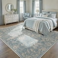 thumbnail image 3 of ATHOPE Floral 5x7 Area Rug, Machine Washable Rugs Soft Non Slip Low Pile Rugs for Living Room Bedroom Nursery Kitchen Dining Room Indoor, Large Floral Print Pattern Carpet, Blue, 3 of 8