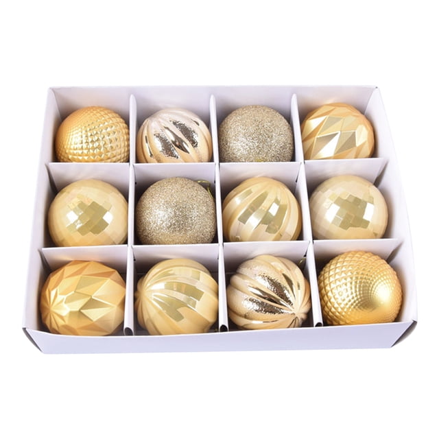 Fiudx 12 Bolas Navideñas de Plástico Irrompible, con Acabado Mate, Brillante, Hueco y Brillante, para Decoración de Interiores y Exteriores, Fiestas y Bodas, Tamaño de 6 Cm.