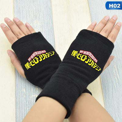 Fancyleo My Hero Academia-Todoroki/Izuku Midoriya Deku/Katsuki Black Cotton Fingerless Gloves Best Christmas Gifts to