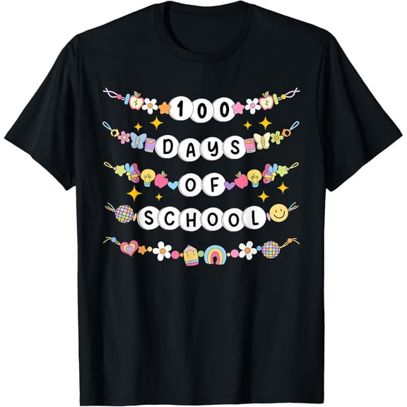 100 Days of School Friendship Bracelets 100 Days Smarter T-Shirt tee