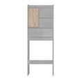 thumbnail image 2 of Pemberly Row Modern Over the Toilet Storage Cabinet in Light Gray & Oak, 2 of 9