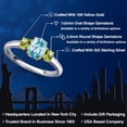 thumbnail image 2 of Gem Stone King 925 Silver and 10K Yellow Gold Blue Zircon and Green Peridot Engagement Ring for Women | 1.66 Cttw | Oval 7X5MM | Gemstone Birthstone | Size 5, 2 of 6