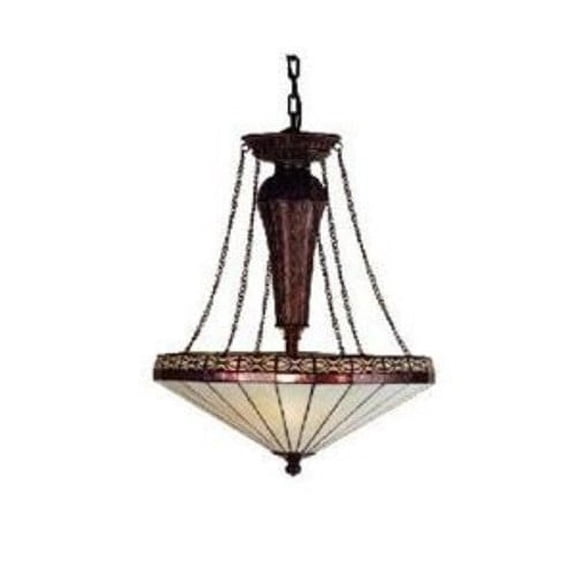 Meyda Tiffany 71207 Crestwood - 3 Light Inverted Pendant Antique Copper Finish with Violet/Beige Glass