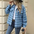 thumbnail image 7 of ZZkhGO Women's Long Sleeve Lapel Hoodless Jacket Plaid Button Cardigan Coat Top with Pocket Fall Casual Thickened Turndown Woollen Coat, 7 of 7