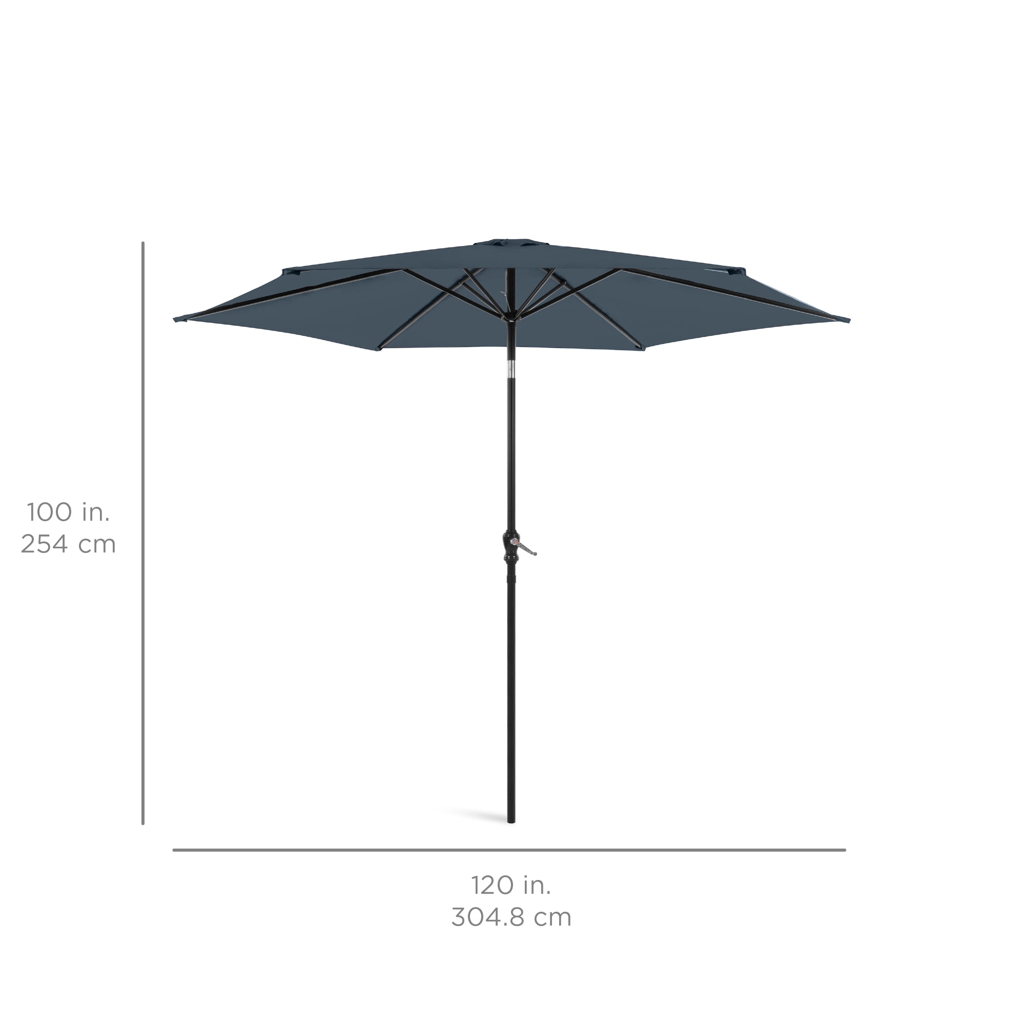 Best Choice Products 10ft Outdoor Steel Market Patio Umbrella w/ Crank, Tilt Push Button, 6 Ribs - Slate Blue