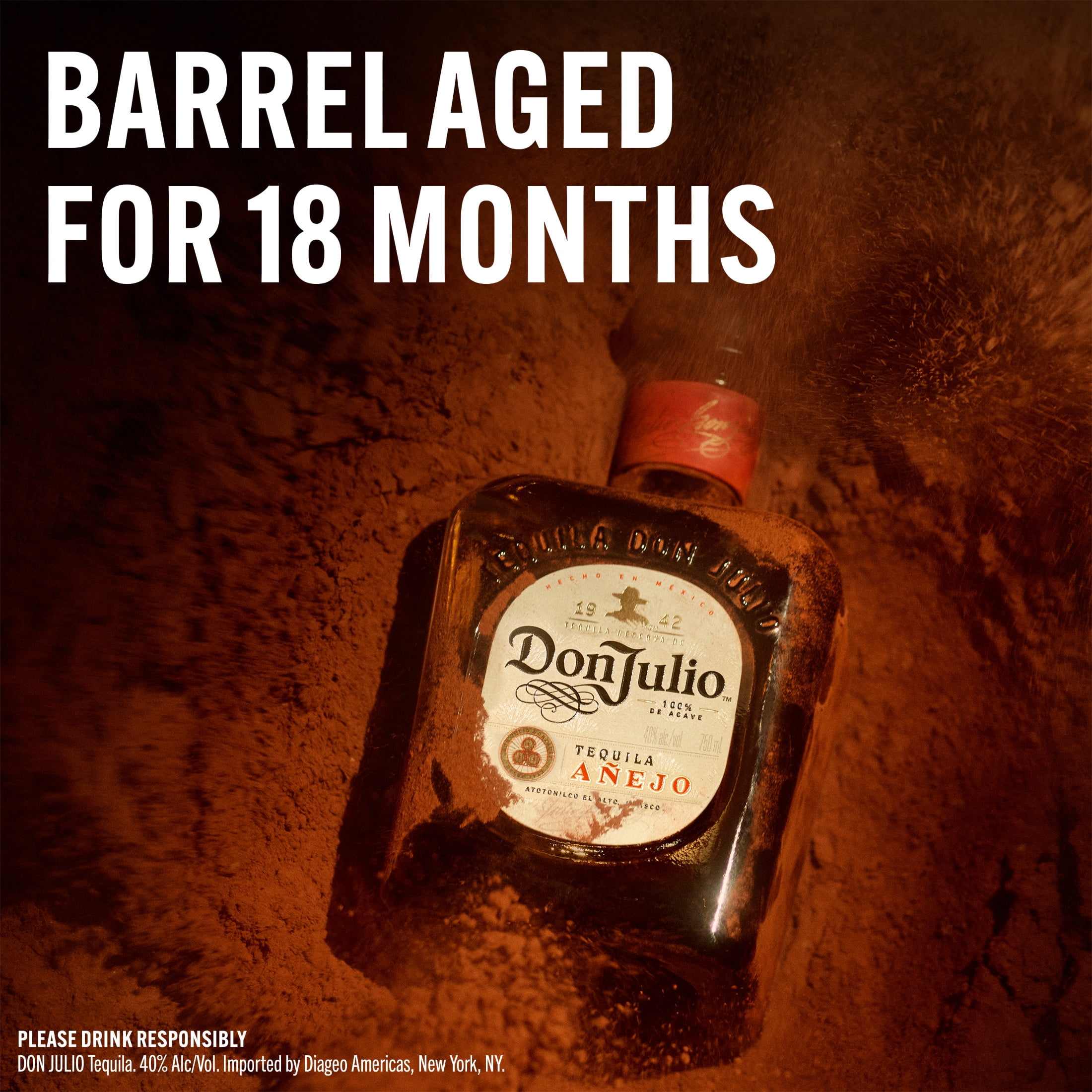 Don Julio Anejo Tequila, 750 mL, 40% ABV, Barrel-Aged 18 Mos