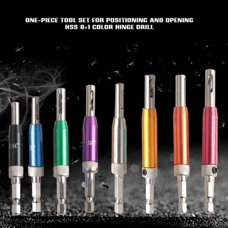 

VeliToy 9pcs Hinge Drill Bits Hole Opener Positioning Integrated Tool Set Hexagon Handle