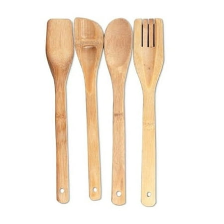 

Handy Housewares 4-Piece Bamboo Kitchen Utensil Tools Set - Spatula Spoons and Slotted Turner