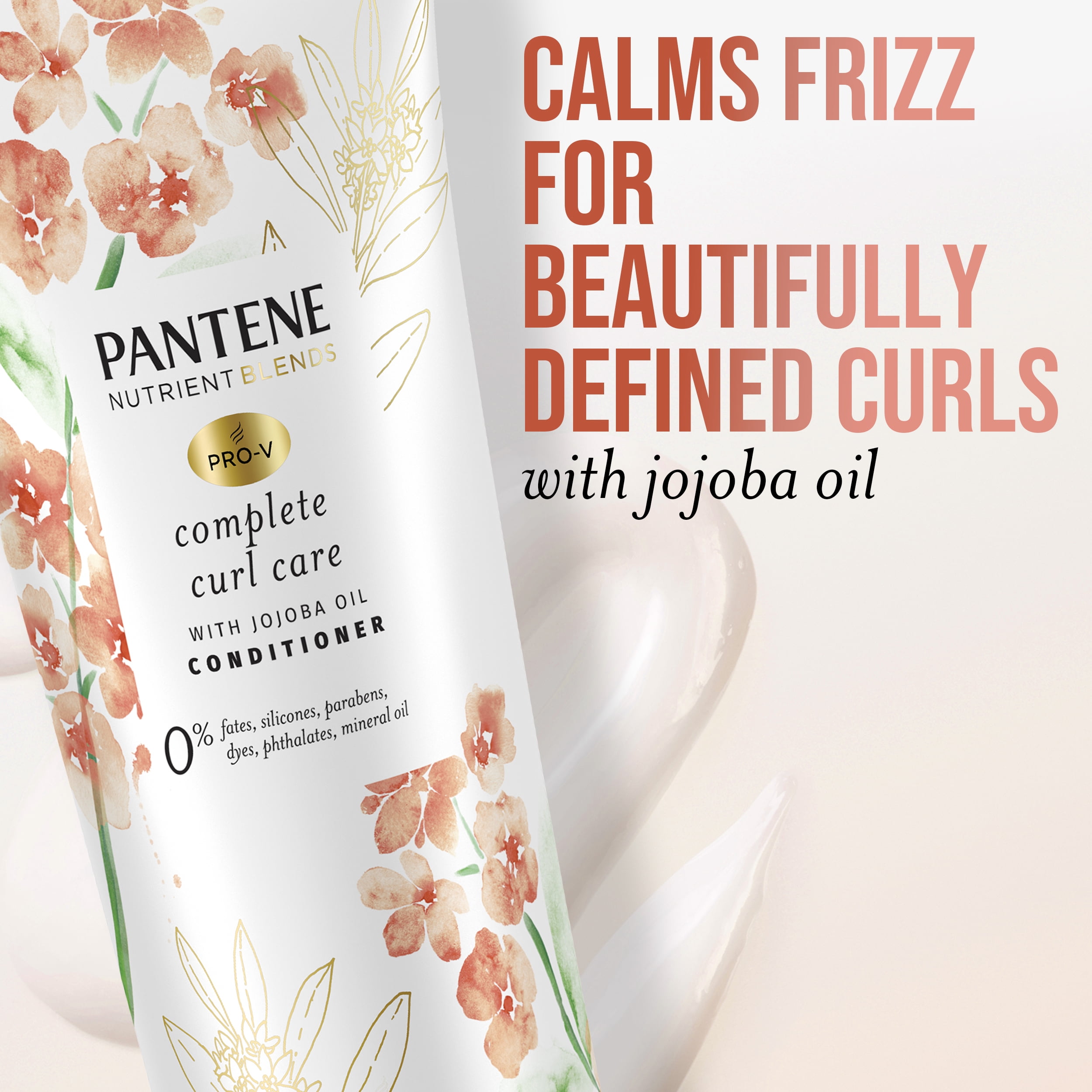 (2 pack) Pantene Sulfate Free Curly Hair Conditioner, Anti Frizz, with Jojoba Oil, Color Safe, 8.0 oz