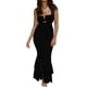 thumbnail image 1 of Lucakuins Vestido ajustado sin mangas para mujer, dobladillo de cola de pez, cuello en V, vestido de fiesta fruncido para cóctel, playa, club, ropa de calle Lucakuins  moda, 1 of 8