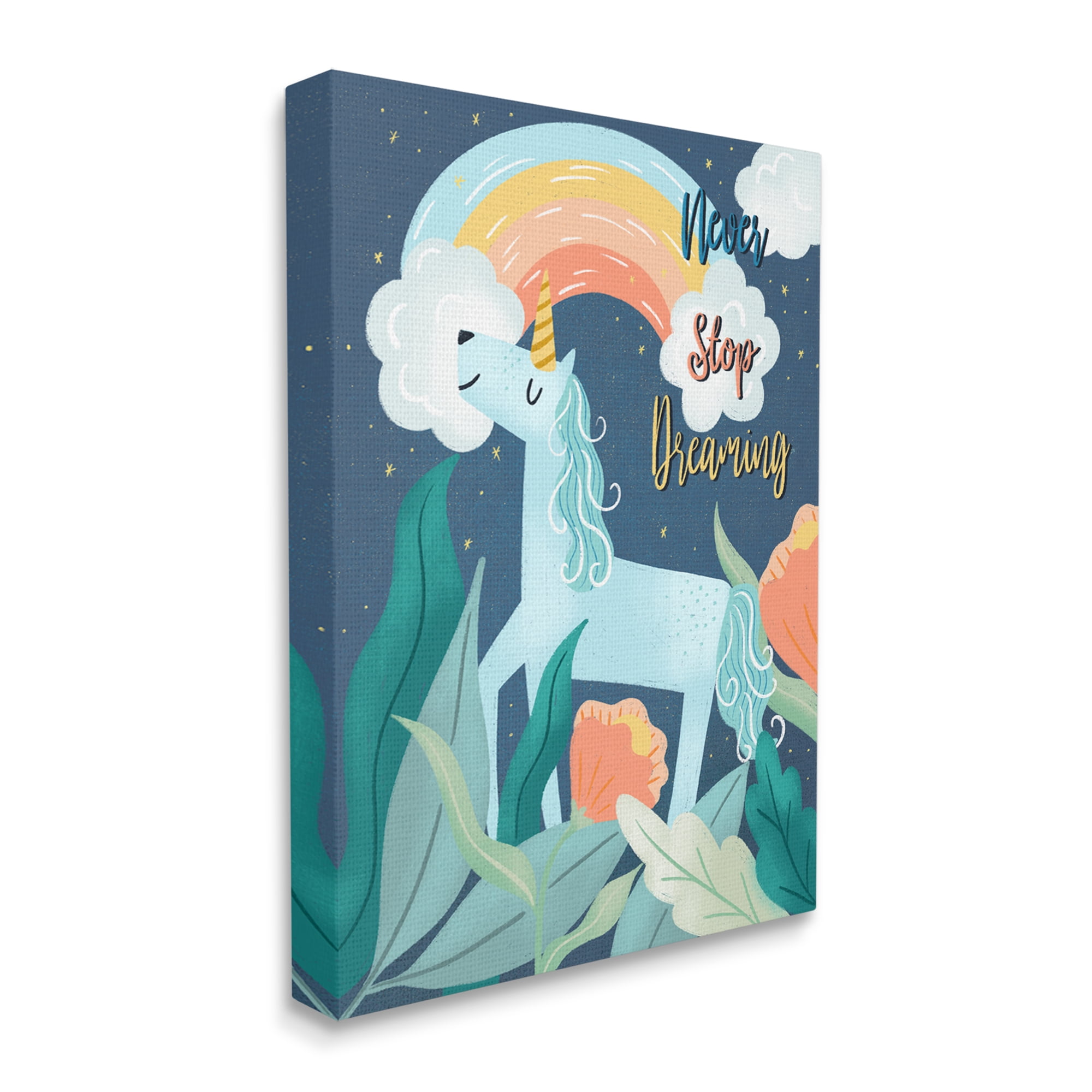 Stupell Industries Never Stop Dreaming Unicorn Fairy Tales & Fantasy Painting Gallery Wrapped Canvas Art Print Wall Art, 16 x 20