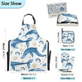 thumbnail image 3 of 5 Pcs Kitchen Set Heat Resistant Oven Mitts and Non-Slip Pot Holders with Adjustable Cooking Apron Blue Whales Seashells Stars, 3 of 6