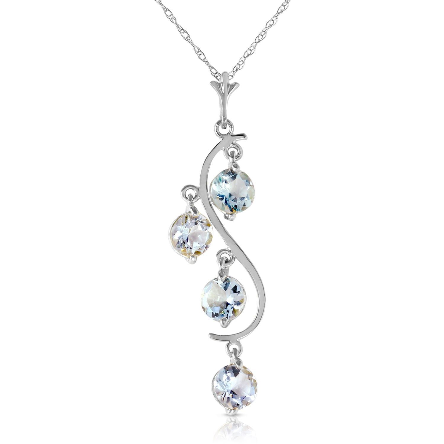 ALARRI 0.25 Carat 14K Solid White Gold Partners In Love Aquamarine Necklace with 22 Inch Chain Length 
