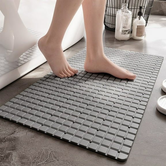 Fasiaou Non-Slip Bath Mat with Massage Texture, Extra Large 27x15 Inch Waterproof PVC Floor Mat for Shower Tub Toilet Safety, Anti Fatigue Bathroom Rug with Strong Suction Cups