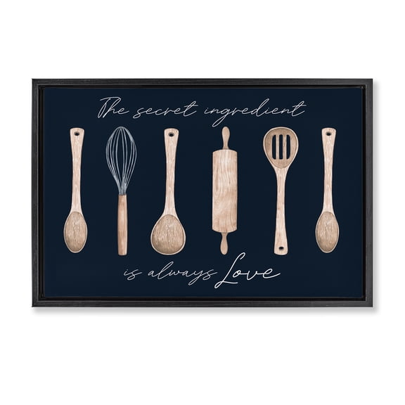 Stupell Industries Contemporary Secret Ingredient Always Love Black Floating Frame Canvas Art, 25 x 17, by Lux Me Designs