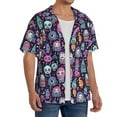thumbnail image 2 of Honeii Funny colorful skull ghost for Men's Short-Sleeved Button-Up Collared Shirt Featuring A Pocket, Perfect for Beach Vacations, And Travel Adventures.-X-Large, 2 of 5