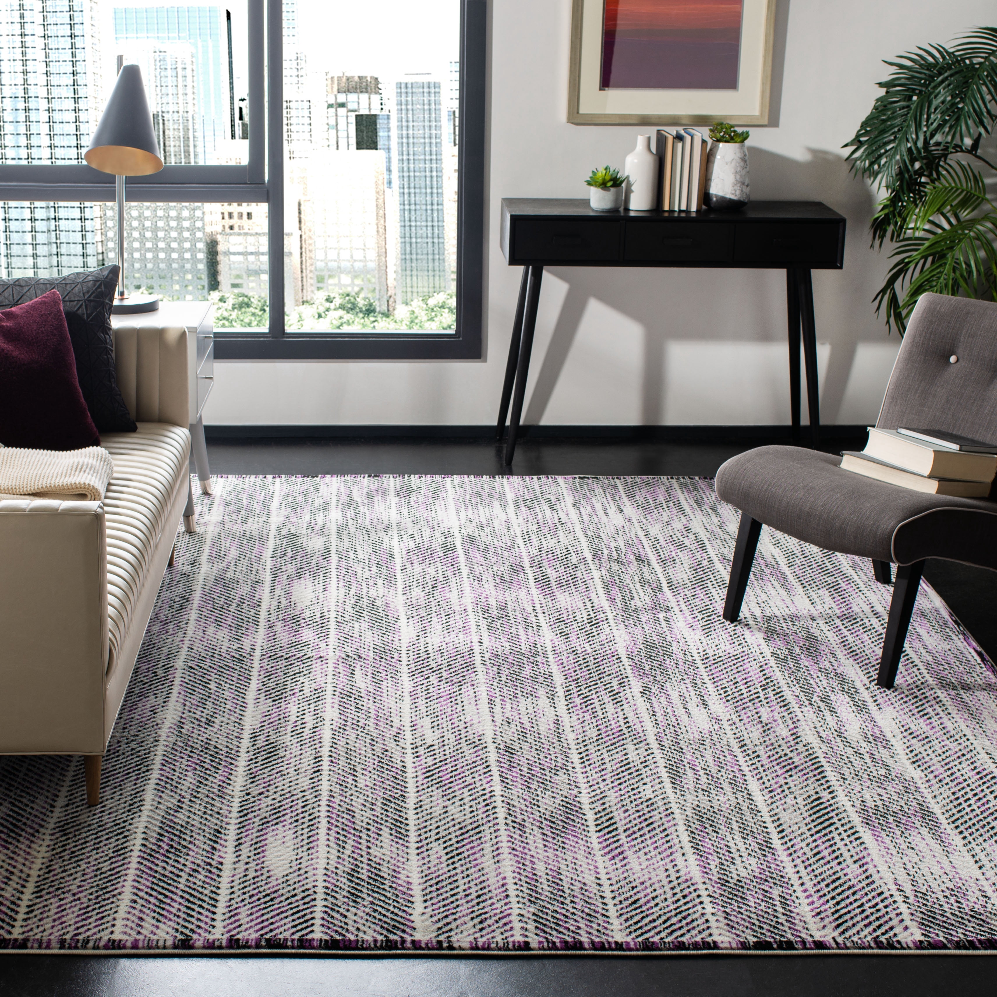 SAFAVIEH Skyler Catriona Striped Area Rug, Grey/Purple, 9' x 12'