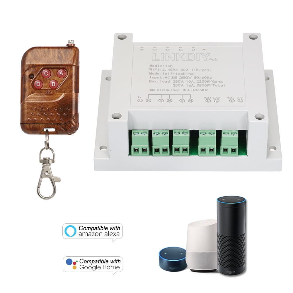 eWeLink 4CH AC85 RF 433MHz 4 Gang WiFI Switch 3 Working Modes Inching/SelfLocking/Interlock