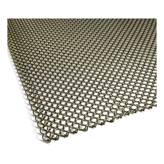 Fireplace Screen Mesh Curtain 33" High (Made in USA) Two 24" Wide Panels (Antique Brass)