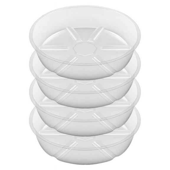 12" Round Clear Plastic Plant Saucers (4 Count)